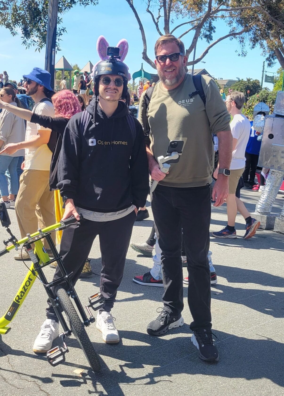 Our team members Devin and Jeff pose for a quick picture before Devin sets off on his Big Wheel!