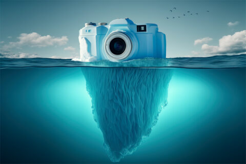 An iceberg shaped like a camera