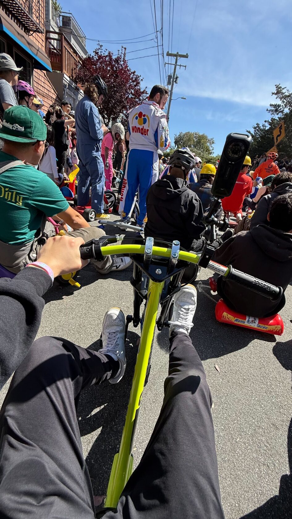 Devin at the starting line at Bring Your Own Big Wheel 2025
