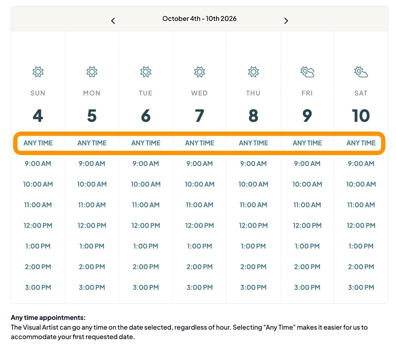Screenshot showing the Open Homes Order Form with appointment time slots for October 4th-October 10th. "Go Anytime" is an option.
