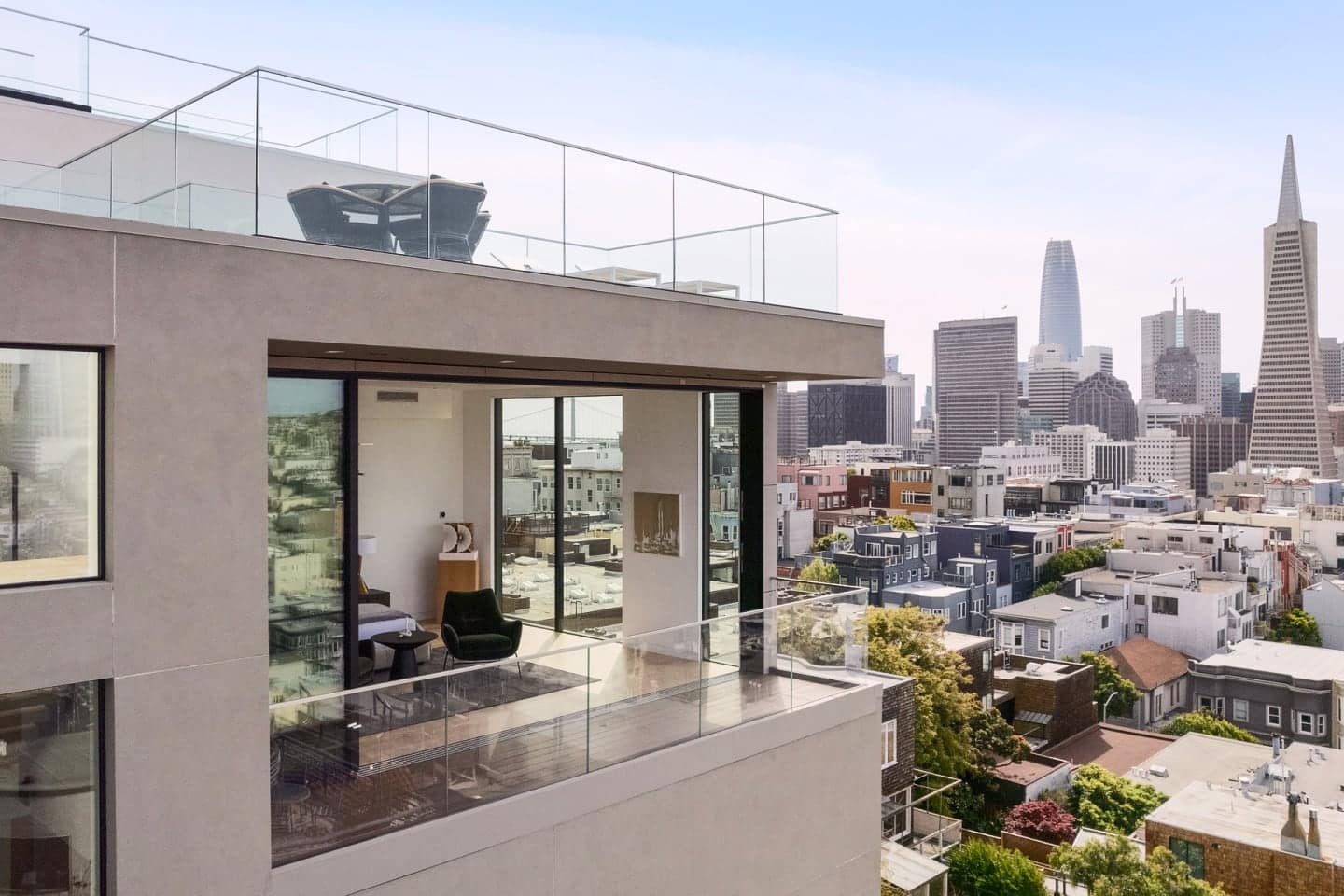 San Francisco skyline behind house